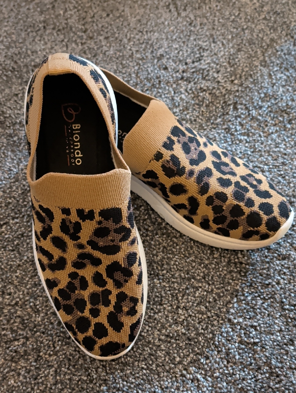 Blondo Leopard-Print Slip-On Sneakers in Tan and Black, Waterproof Karen